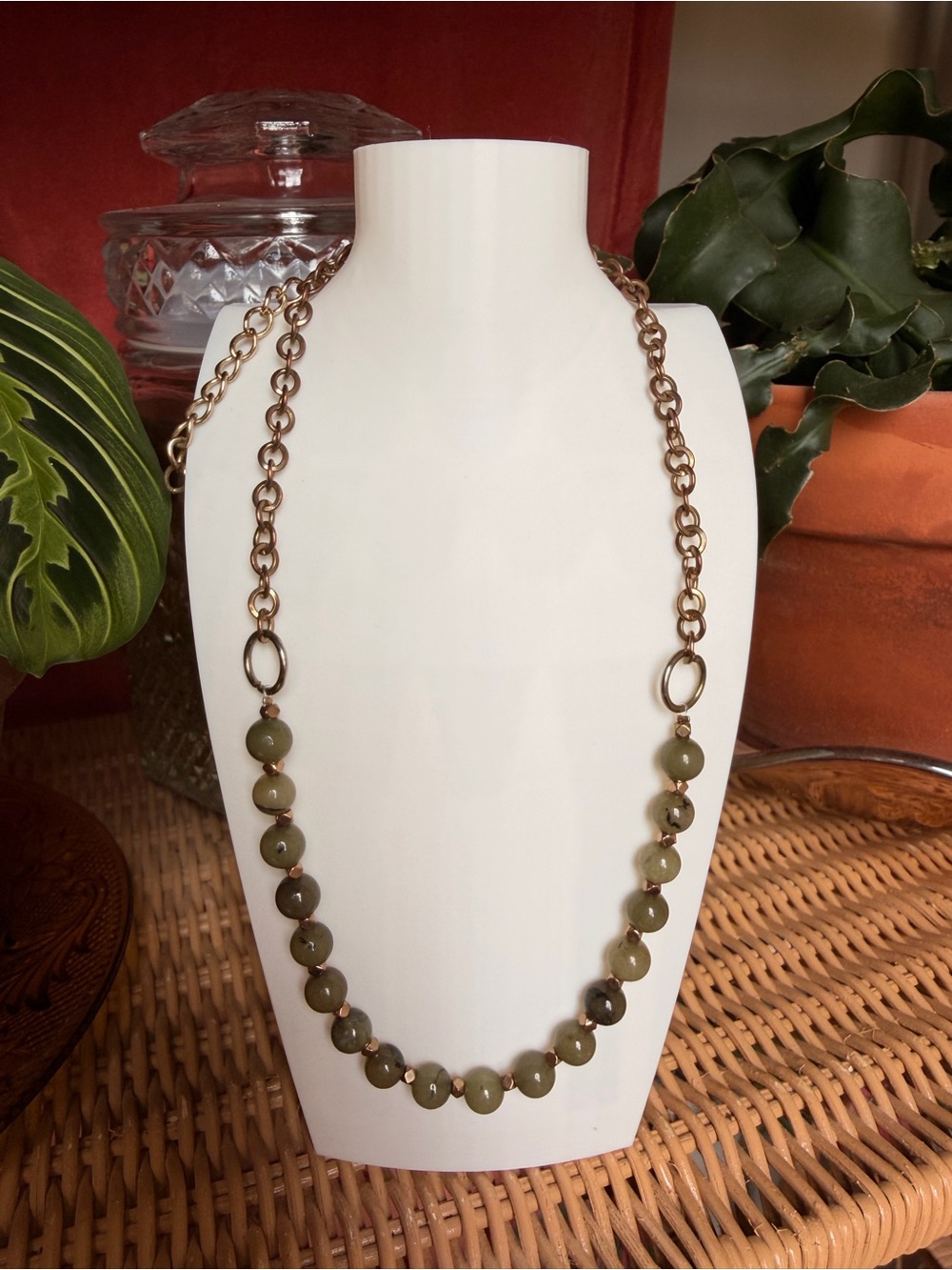 Vintage Serpentine Beaded Chain Necklace